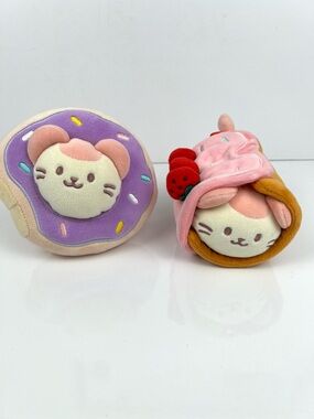 Anirollz Kittiroll Donut and Kittiroll Strawberry Rollcake Plush Squishys Lot